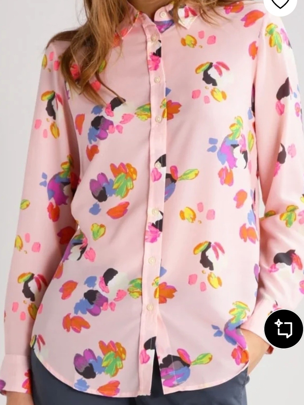 Banana Republic Dillon- Fit Pink Floral Button-Down Shirt - Large